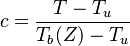  c=\frac{T-T_u}{T_b(Z)-T_u}